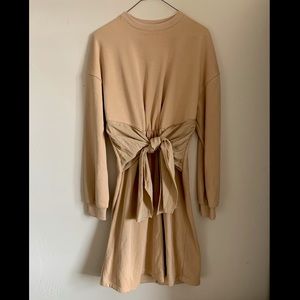 Sweatshirt Dress with Waist tie
